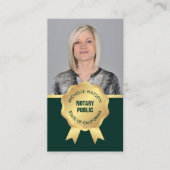 Moderne Notaris Openbare Foto Groen & Goud Visitekaartje (Voorkant)