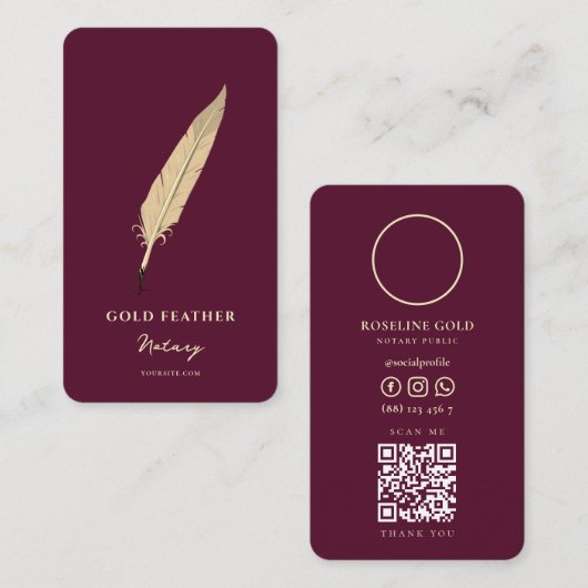 Moderne notaris openbare lening ondertekenaar rood visitekaartje (Voorkant / Achterkant)