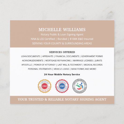 Moderne Notaris Publiek Dank u Foto QR Code Beige Flyer (Achterkant)