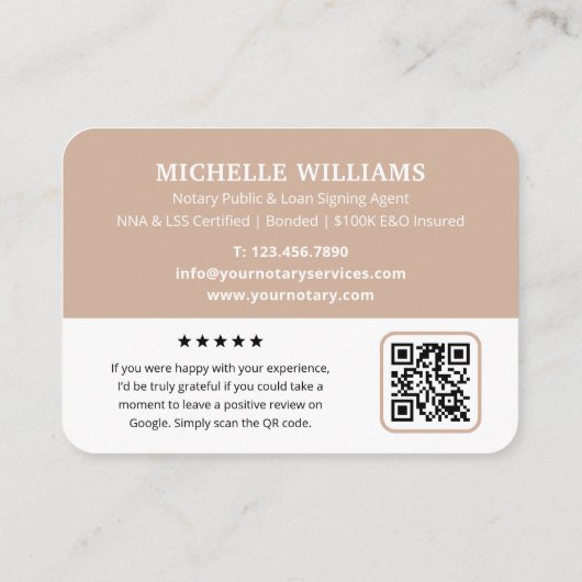 Moderne Notaris Publiek Dank u Foto QR Code Beige Visitekaartje (Achterkant)