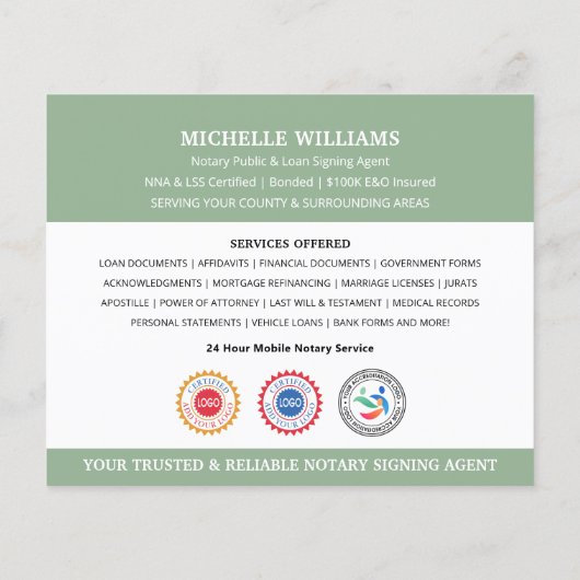 Moderne Notaris Publiek Dank u Foto QR Code Groen Flyer (Achterkant)