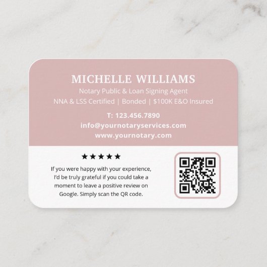 Moderne Notaris Publiek Dank u Foto QR Code Roze Visitekaartje (Achterkant)
