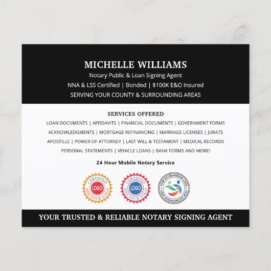 Moderne Notaris Publiek Dank u Foto QR Code Zwart Flyer (Achterkant)