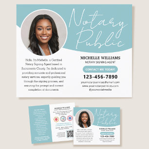 Moderne Notaris Publiek Dank u Foto QR Turquoise Flyer
