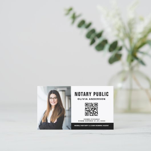 Moderne Notaris QR Code Signing Agent Foto Visitekaartje (Staand voorkant)