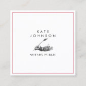 Moderne notaris Signing Agent Feather Quill Logo Vierkante Visitekaartje (Voorkant)