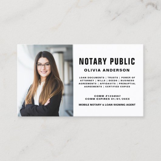 Moderne Notaris Signing Agent Foto Visitekaartje (Voorkant)