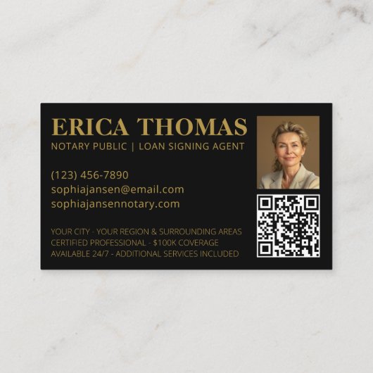 Moderne Notarisfoto Visitekaartje met QR-code (Achterkant)