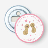 Moderne noten over elkaar roze weddenschappen button flesopener (Voorkant)