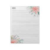 Moderne noten stoffige roze waterverf notitieblok (Linkerzijde)