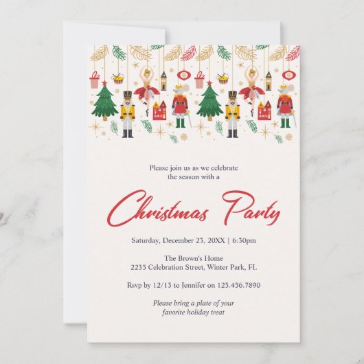 Moderne Notenkraker Ballet Kerstfeest Kaart (Voorkant)