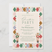 Moderne Notenkraker Boog Lint Kerstfeestje Feestdagenkaart (Voorkant)