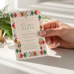 Moderne Notenkraker Boog Lint Kerstfeestje Feestdagenkaart