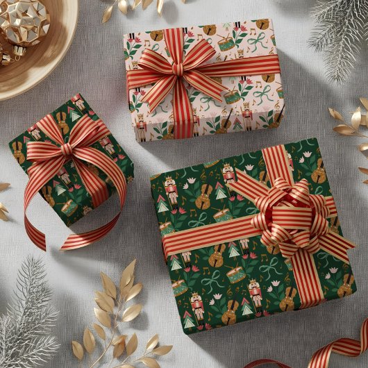 Moderne Notenkraker Christmas Bow Ribbon Muziek Inpakpapier Vel