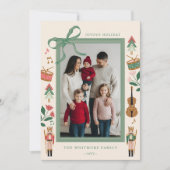 Moderne Notenkraker Kerstboog lint Foto Lijst Feestdagenkaart (Voorkant)