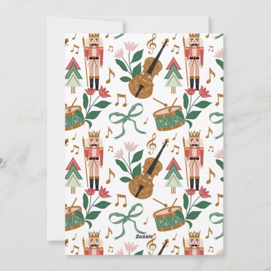 Moderne Notenkraker Kerstboog lint Foto Lijst Feestdagenkaart (Achterkant)