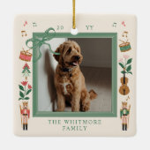 Moderne Notenkraker Kerstboog lint Foto Lijst Keramisch Ornament (Achterkant)