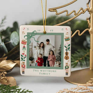 Moderne Notenkraker Kerstboog lint Foto Lijst Keramisch Ornament