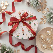 Moderne Notenkraker Kerstboog lint patroon Cadeaupapier