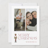 Moderne Notenkraker Merry Typografie 2 Foto Feestdagenkaart (Voorkant)