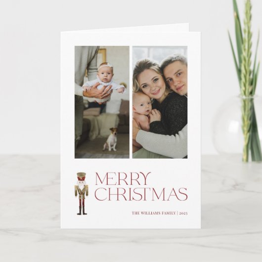 Moderne Notenkraker Vrolijk Kerstfeest 2 Familie F Kaart (Voorkant)