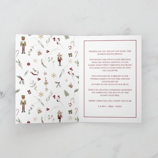 Moderne Notenkraker Vrolijk Kerstfeest 2 Familie F Kaart (Binnen)