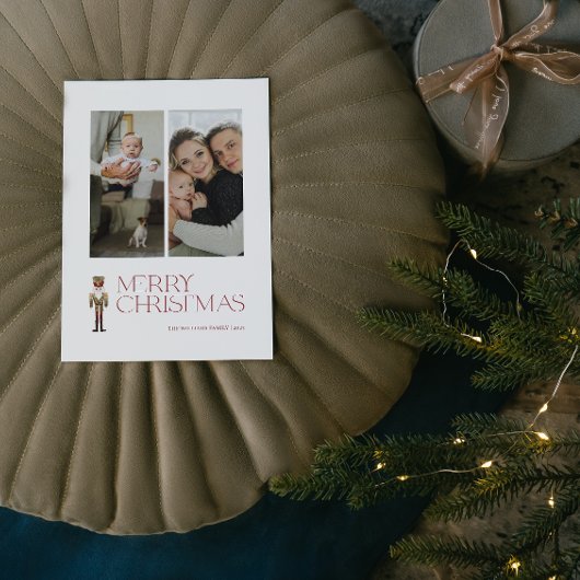 Moderne Notenkraker Vrolijk Kerstfeest 2 Foto Feestdagenkaart