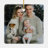 Moderne Notenkraker Vrolijk Kerstfeest 2 Fotofamil Keramisch Ornament (Achterkant)