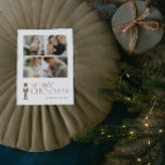 Moderne Notenkraker Vrolijk Kerstfeest 3 Foto Feestdagenkaart<br><div class="desc">U zult zeker de feestvreugde verspreiden met de Modern Nutcracker Merry Christmas 3 Photo Typography Holiday Briefkaart! Dit briefkaart is perfect voor het sturen naar geliefden om hen een vrolijk vakantieseizoen te wensen. De feestelijke typografie in de Bourgogne valt op de kaart en wordt geaccentueerd door een waterverf notenkraker, waardoor...</div>