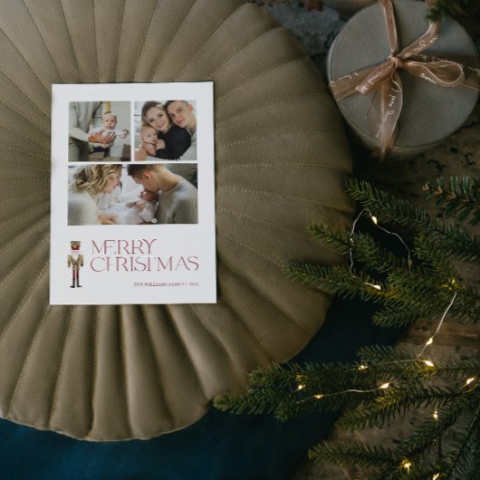 Moderne Notenkraker Vrolijk Kerstfeest 3 Foto Feestdagenkaart