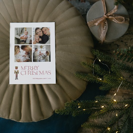 Moderne Notenkraker Vrolijk Kerstfeest 4 Foto Feestdagenkaart