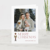 Moderne Notenkraker Vrolijk Kerstfeest Familie Fot Kaart (Voorkant)