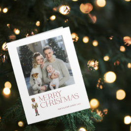 Moderne Notenkraker Vrolijk Kerstfeest Familie Fot Kaart