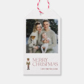 Moderne Notenkraker Vrolijke Kerstmis Foto Typogra Cadeaulabel (Voorkant)