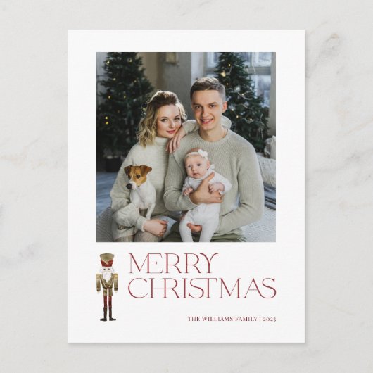 Moderne Notenkraker Vrolijke Kerstmis Foto Typogra Feestdagenkaart (Voorkant)