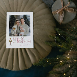 Moderne Notenkraker Vrolijke Kerstmis Foto Typogra Feestdagenkaart