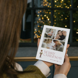 Moderne Notenkraker Vrolijke Typografie 3 Foto Feestdagenkaart