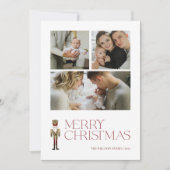 Moderne Notenkraker Vrolijke Typografie 3 Foto Feestdagenkaart (Voorkant)