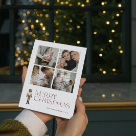 Moderne Notenkraker Vrolijke Typografie 4 Foto Feestdagenkaart