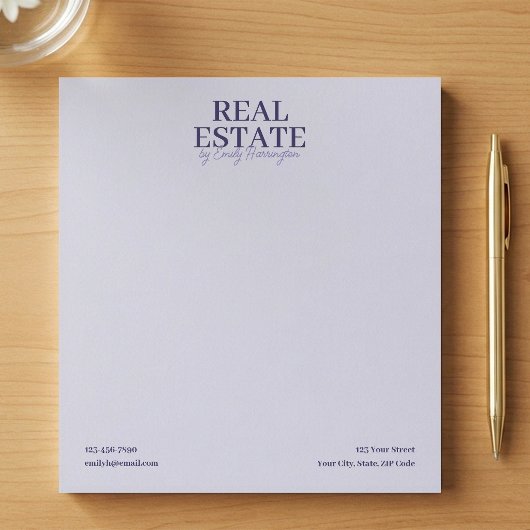 Moderne Notepad Lavendel Vastgoedmakelaar Notitieblok