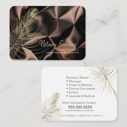 Moderne Notional Services Gold Brown Pattern Visitekaartje (Voorkant / Achterkant)