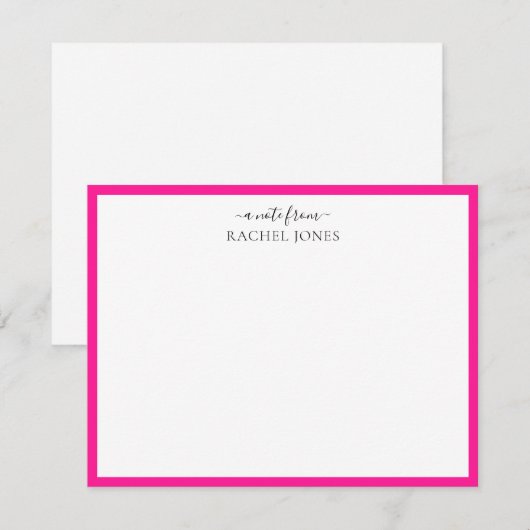 Moderne notitie van Hot-roze notitie Kaart Notitiekaartje (Voorkant / Achterkant)