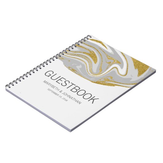 Moderne Notitieboek voor marmer en gouden bruiloft (Linkerzijde)