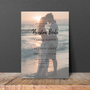 Moderne Nuestra Boda   Faded foto Spaanse bruiloft Kaart