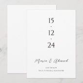 Moderne numerieke opslag van de huwelijksdatum save the date (Voorkant / Achterkant)