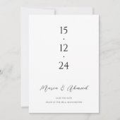 Moderne Numerieke Trouwdag Opslaan Datum Save The Date (Voorkant)