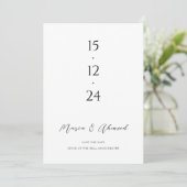 Moderne Numerieke Trouwdag Opslaan Datum Save The Date (Staand voorkant)