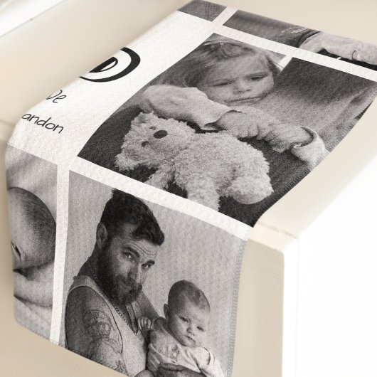 Moderne Nummer Een Papa Fotocollage Golfhanddoek