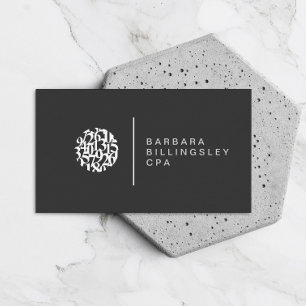 Moderne Nummers Logo Accountant Donkergrijs Visitekaartje