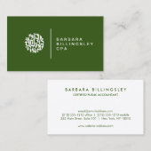 Moderne Nummers Logo Accountant Donkergroen Visitekaartje (Voorkant / Achterkant)